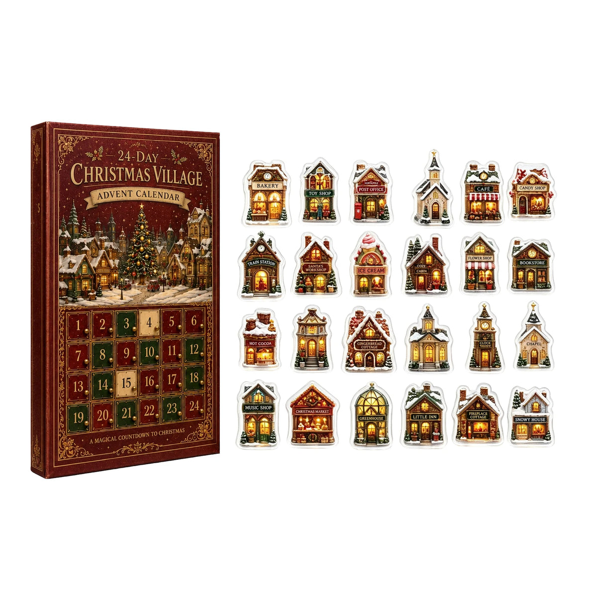 CHRISTMAS VILLAGE Advent Calender Christmas Tree Ornaments Stocking Stuffers Gifts Christmas Party Home Decor Gift Supplies
