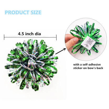 Christmas Tinsel Garland Firework Bow Laser PET Pom Pom Flower Bow for Present Wrap Valentine Party Birthday Holidays Decoration