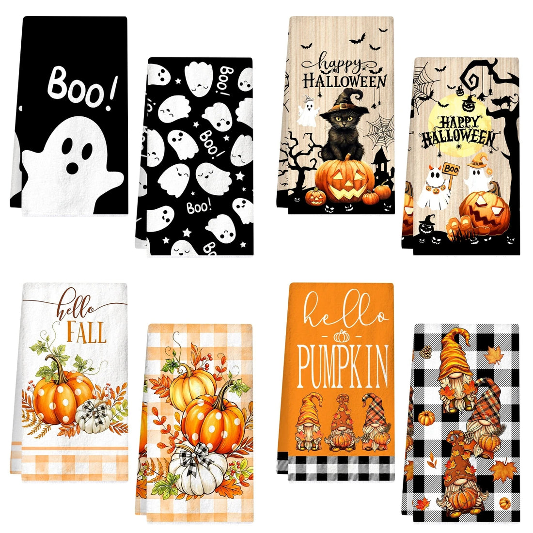 Halloween Hand Towels – 2-Piece Ghost &amp; Pumpkin Set