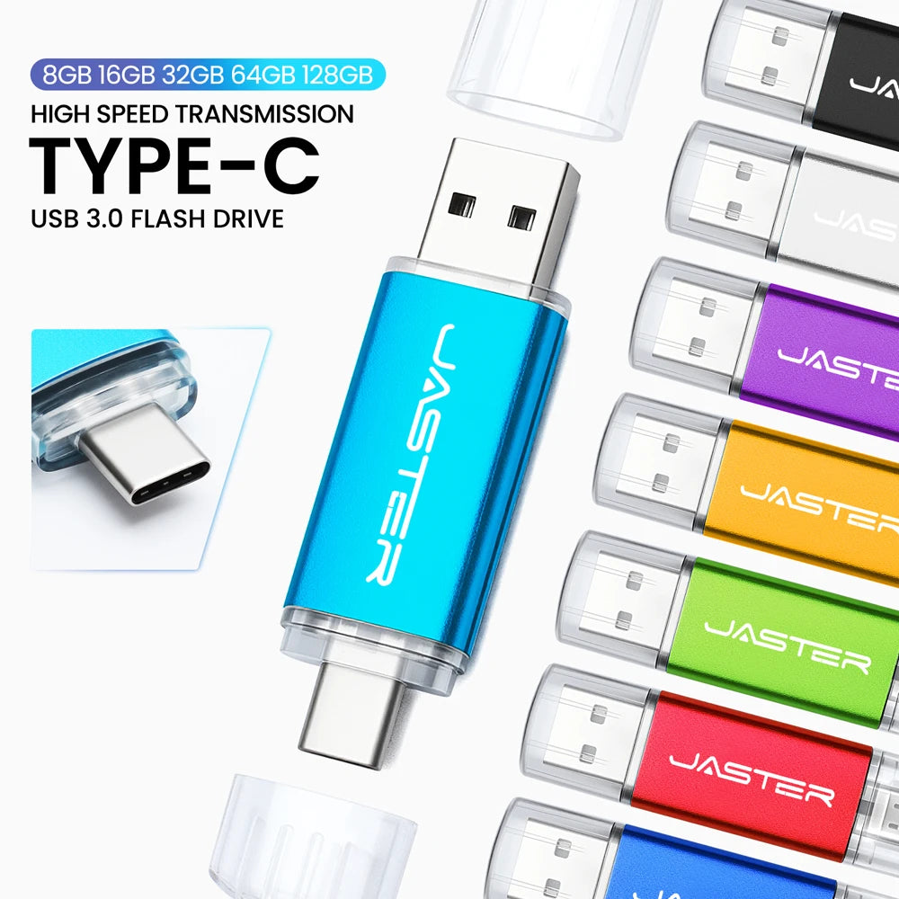 TYPE-C USB 3.0 Flash Drives 128GB 32GB 2IN1 Memory Stick 64GB 32GB 16GB Wedding Gift Pen Drive 8GB 4GB USB Stick Pendrive U Disk