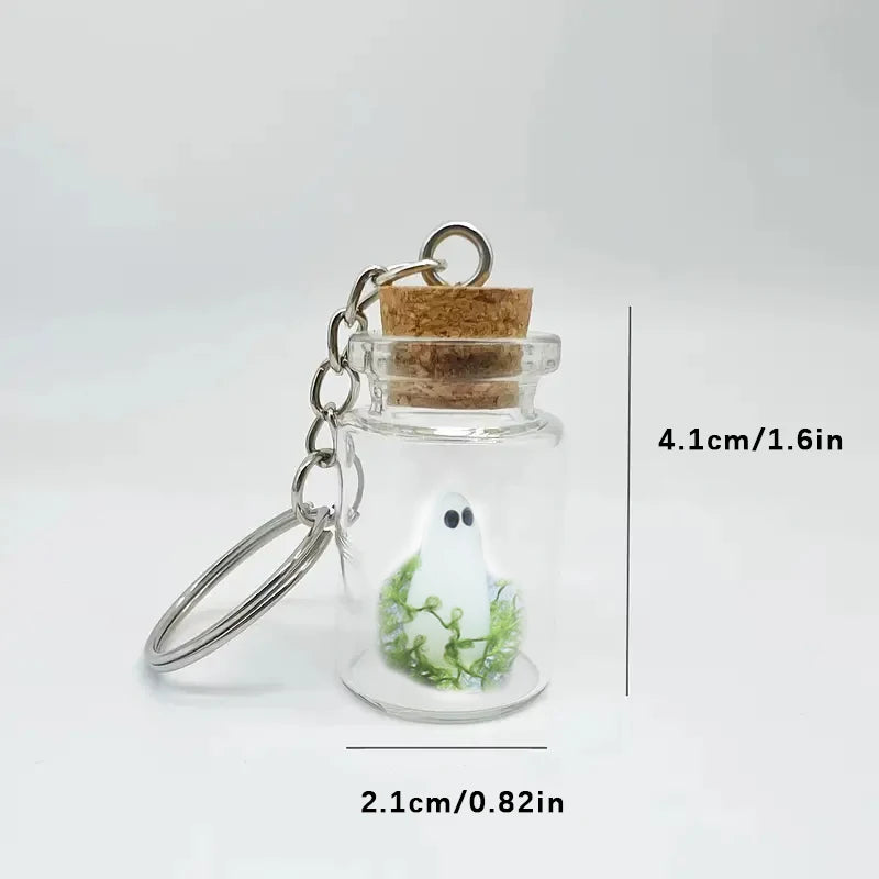 Glow Ghost Bottle Keychain – Blue or Green