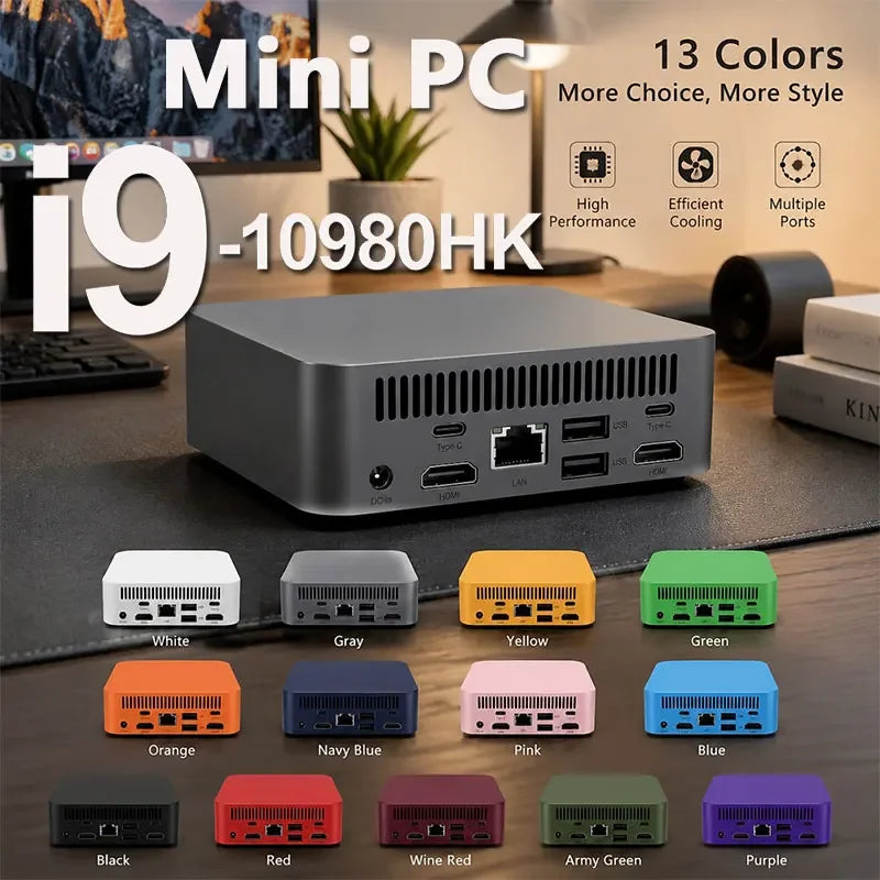 2026 New Dual Mini PC Computer Intel i9-10980HK Windows 11 PC Gamer 16GB RAM 1TB 2TB M.2 SSD 4K HD WiFi 6 Type C Desktop PC