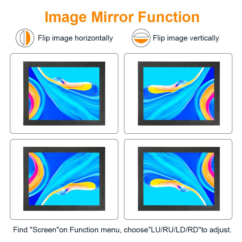 12 15 17 19 Inch 4:3 Ratio Open Frame Monitor MIrror Function Without Touch Screen Industrial Display With AV BNC VGA HDMI USB