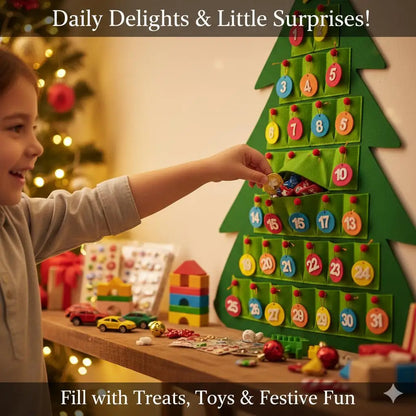 Christmas Tree Decoration Countdown Calendar DIY Reusable Advent Calendar for Hanging Christmas Party Holiday Home Decoration