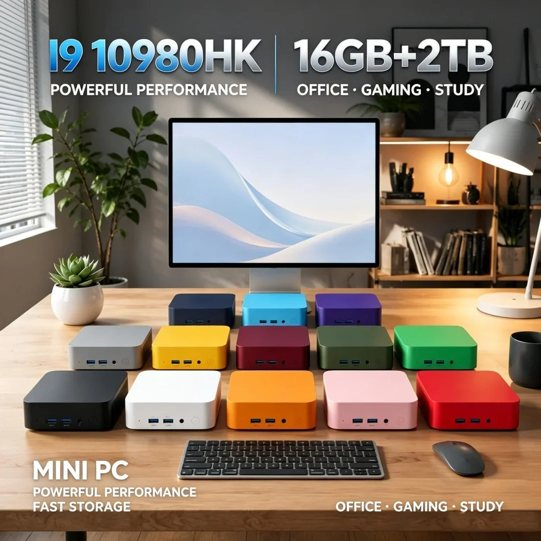 2026 New Dual Mini PC Computer Intel i9-10980HK Windows 11 PC Gamer 16GB RAM 1TB 2TB M.2 SSD 4K HD WiFi 6 Type C Desktop PC