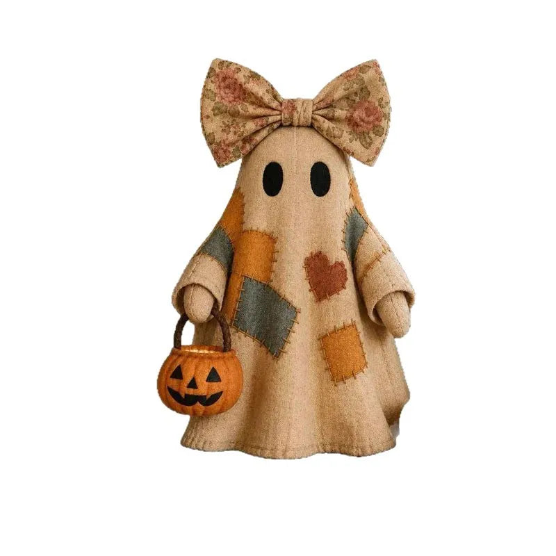 Halloween Patchwork Ghost Ornament – Decorative Figurine