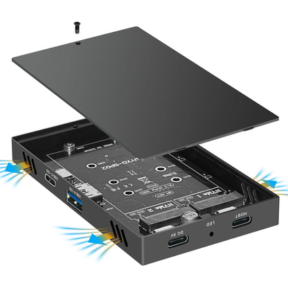 2 in one Dual Bay M.2 NVME Enclouse M.2 2bay NVMe hub usb3.2 gen2 10Gpcs USB+C