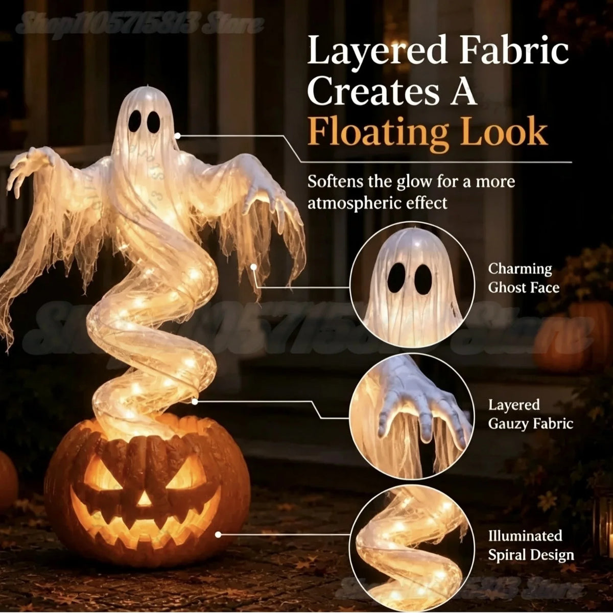 LED Ghost &amp; Pumpkin Yard Lights – Halloween Outdoor Decor