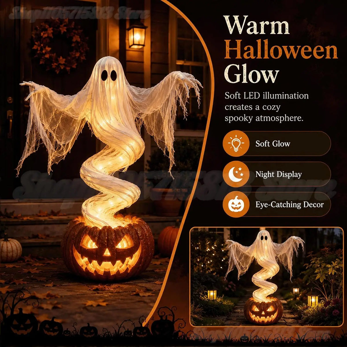LED Ghost &amp; Pumpkin Yard Lights – Halloween Outdoor Decor