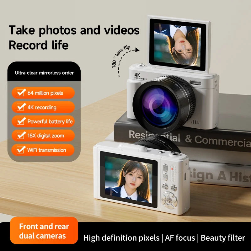 4K 64MP Compact Digital Camera with 18× Zoom